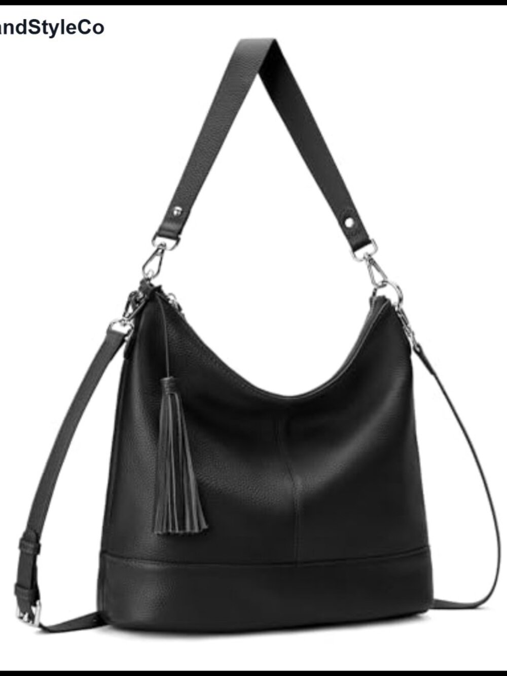 Genuine Leather Hobo Crossbody Bag Slouchy Bucket Shoulder Purse 2 Straps